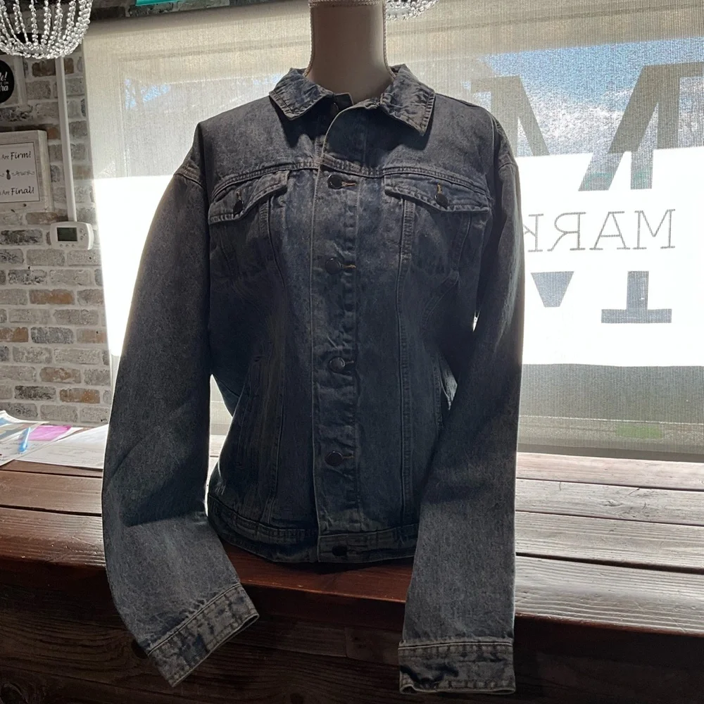 One of a Kind Handmade Denim Jacket with Paisley Design Back with Rhinestones - Picture 3 of 7